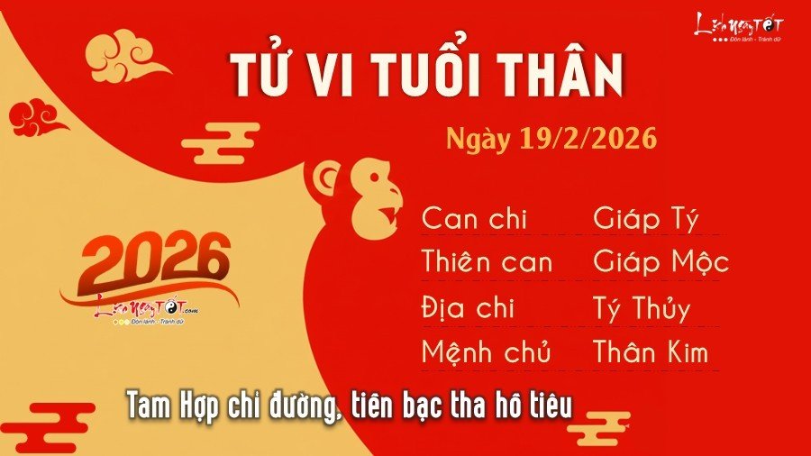 Tu vi hang ngay 19/2/2026 - Than