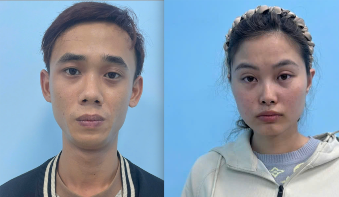 Vợ chồng Nam - Vọng tại cơ quan công an. Ảnh: Thành Huynh