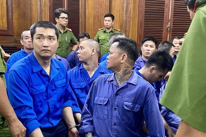 Các bị cáo tại tòa hôm nay. Ảnh: Bình Nguyên