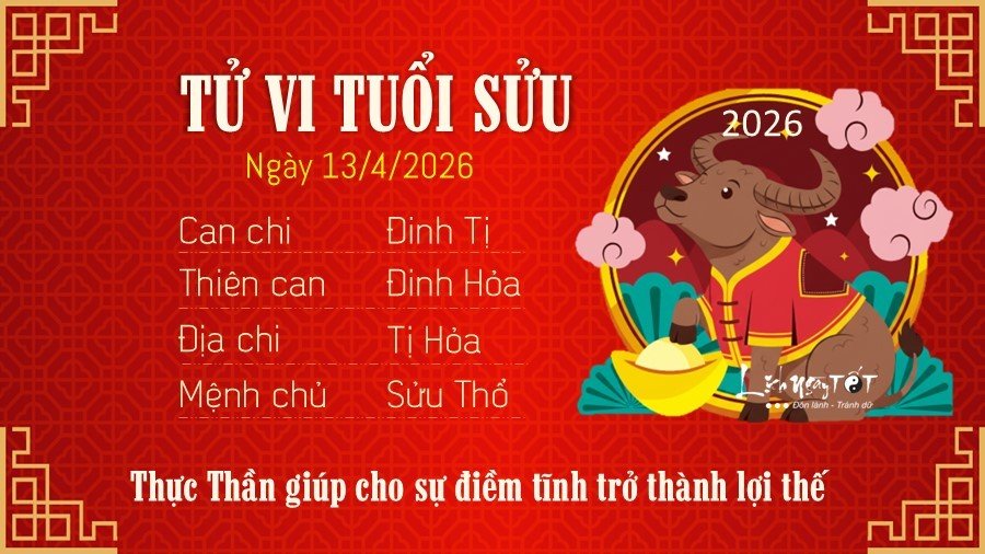 Tu vi hang ngay 13/4/2026 cua 12 con giap - tuoi Suu