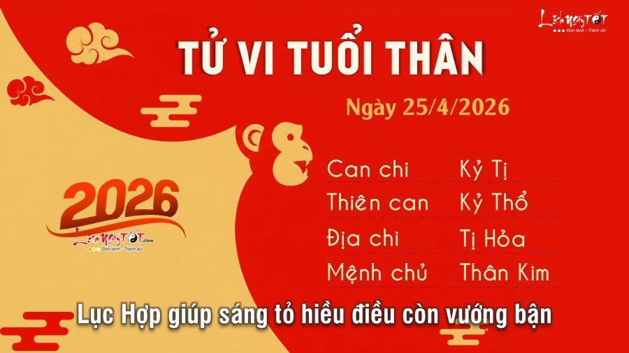 Tu vi hang ngay 25/4/2026 cua 12 con giap - Than