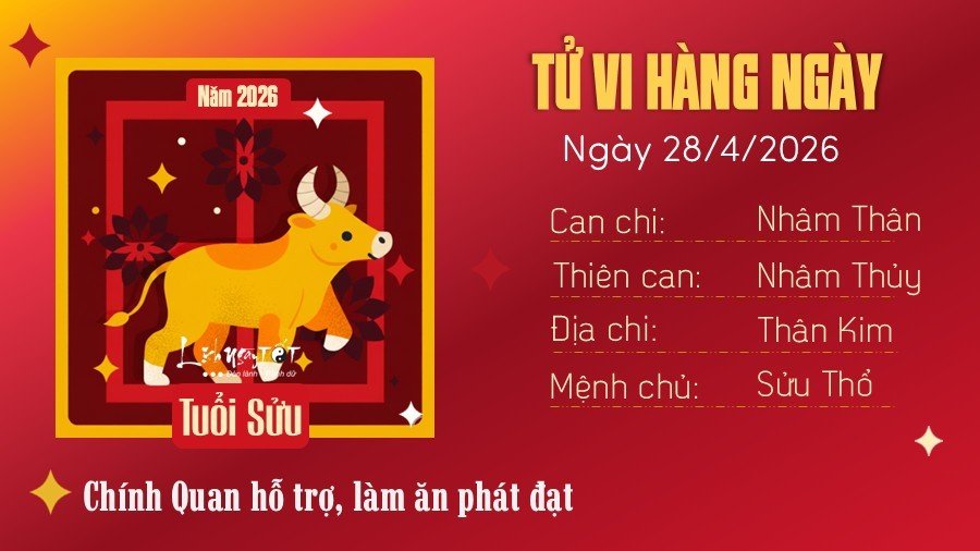 Tu vi hang ngay 28/4/2026 tuoi Suu