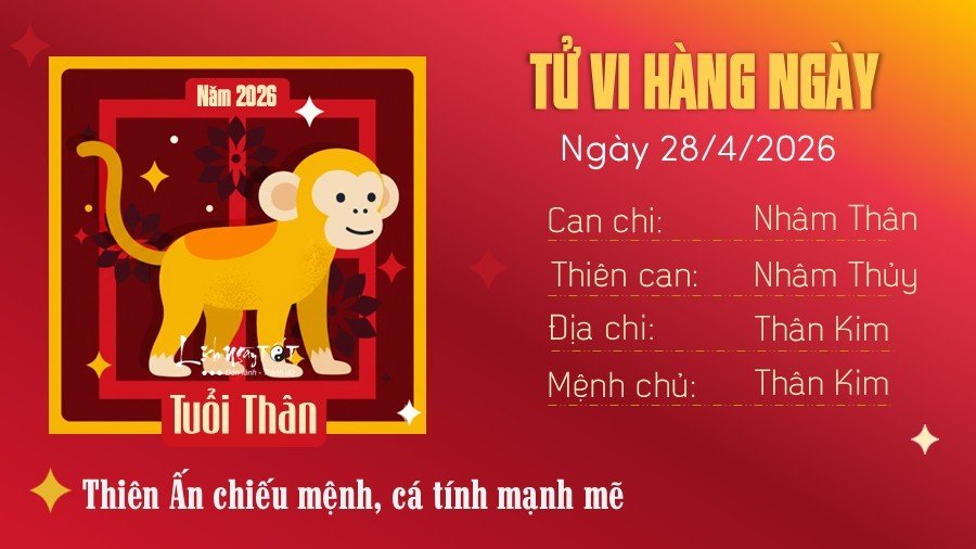 Tu vi hang ngay 28/4/2026 tuoi Than