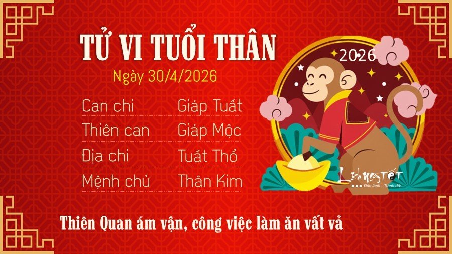 Tu vi hang ngay 30/4/2026 cua Than
