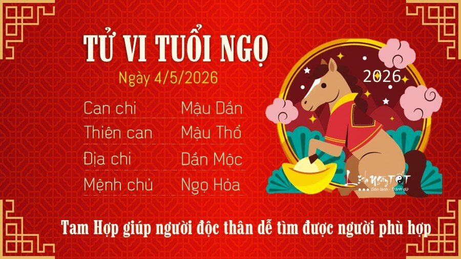 Tu vi hang ngay 4/5/2026 cua 12 con giap - Ngo