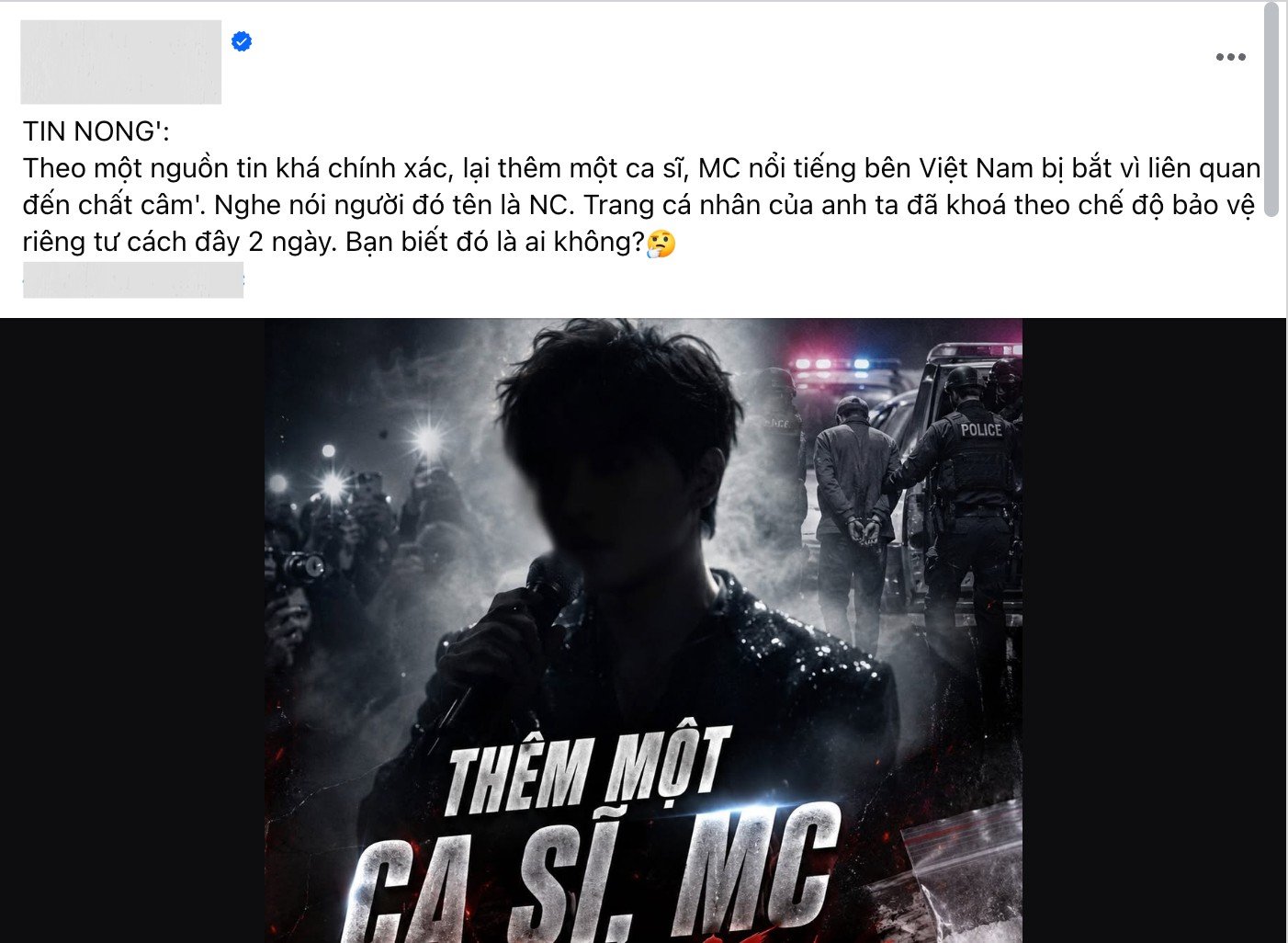 Thực hư tin đồn nam ca sĩ nổi tiếng "N.C" bị điều tra vì chất cấm