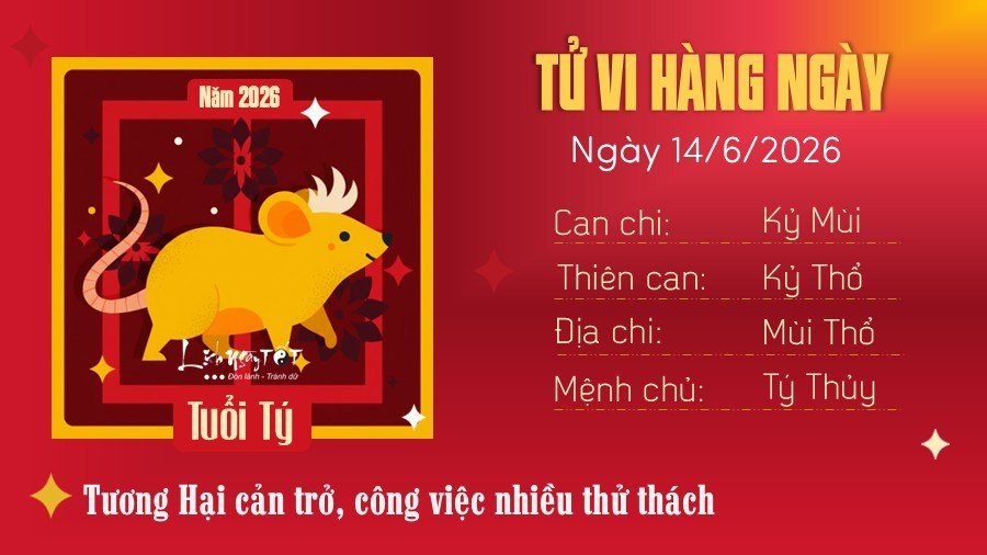 Tu vi hang ngay 14/6/2026 cua Ty