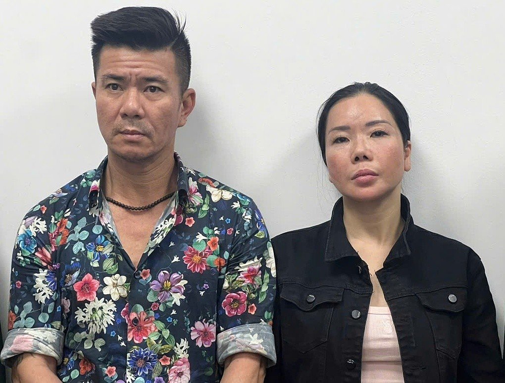 Nguyễn Mai Anh và chồng Lại Văn Đông. Ảnh: Công an cung cấp