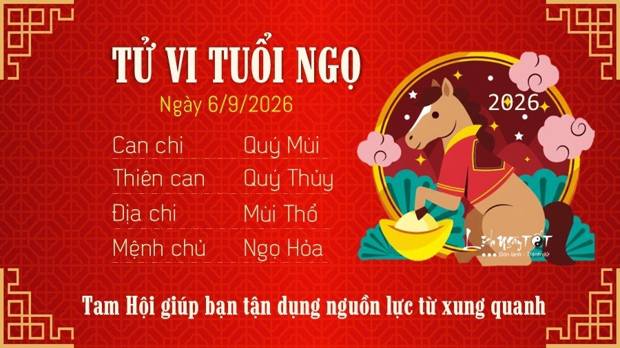 Tu vi hang ngay 6/9/2026 cua 12 con giap - Ngo