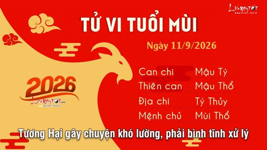 Tu vi hang ngay 11/9/2026 cua 12 con giap - Mui