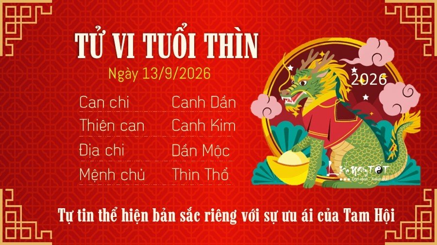 Tu vi hang ngay 13/9/2026 cua 12 con giap - Thin