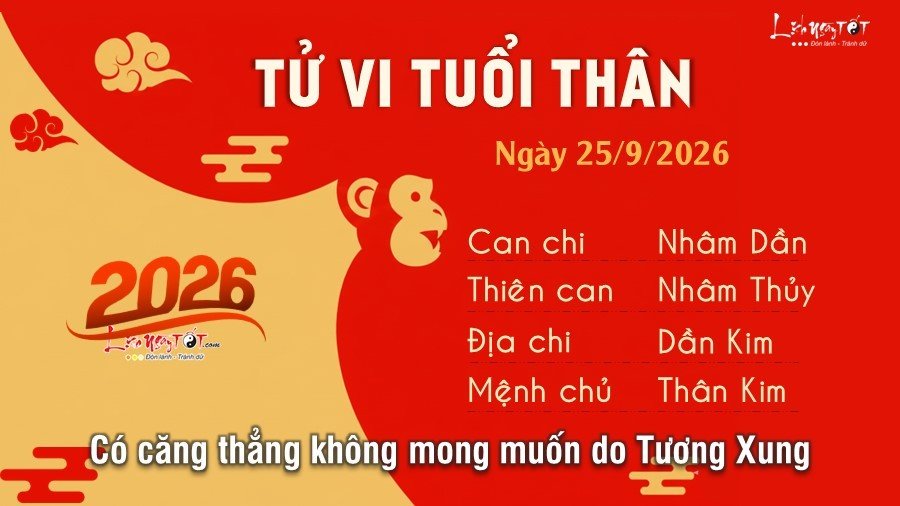 Tu vi hang ngay 25/9/2026 cua 12 con giap - Than