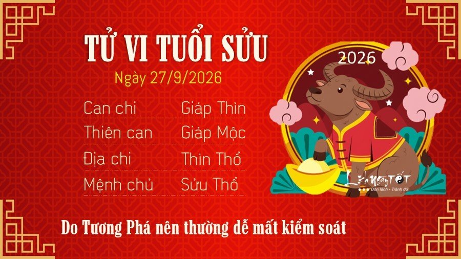 Tu vi hang ngay 27/9/2026 cua 12 con giap - Suu