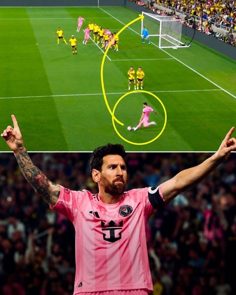 Messi lập siêu phẩm đá phạt vào lưới Columbus Crew - Ảnh: LEO MESSI FAN ZONE