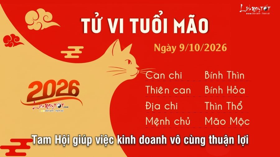 Tu vi hang ngay 9/10/2026 cua 12 con giap - Mao