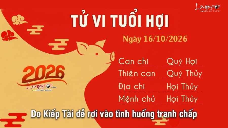 Tu vi hang ngay 16/10/2026 cua 12 con giap - Hoi