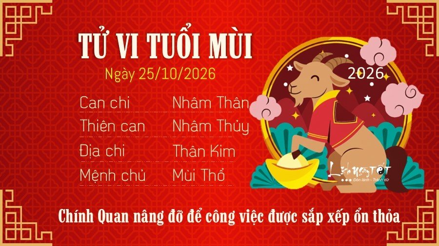 Tu vi hang ngay 25/10/2026 cua 12 con giap - Mui