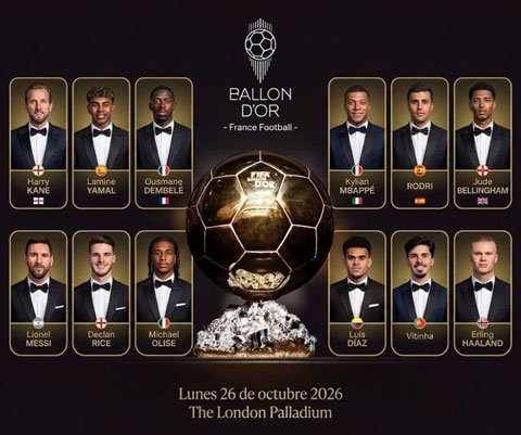 Các ứng viên cho hạng mục Quả Bóng Vàng nam 2026