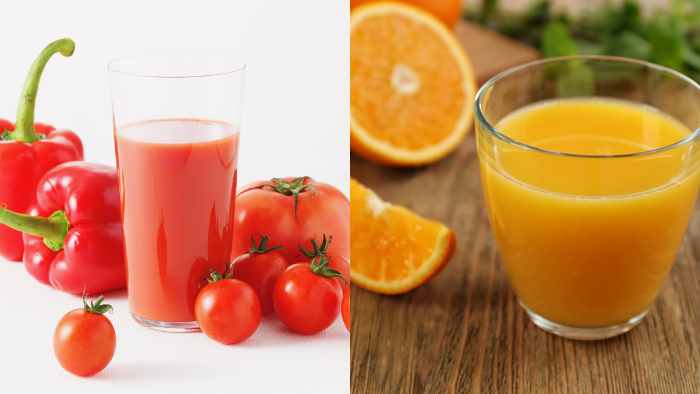 Nước ép cà chua hay các loại nước ép trái cây họ cam quýt có tính acid cao, dễ gây trào ngược acid, ợ nóng khi bạn nằm xuống