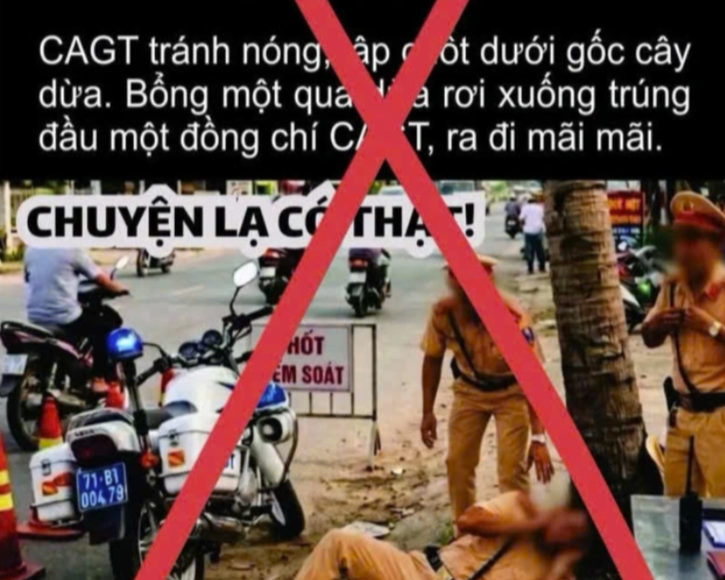 Bác bỏ thông tin bịa đặt về việc một CSGT ở Vĩnh Long bị dừa rơi trúng đầu tử vong