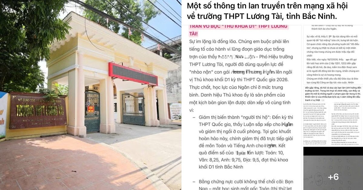 Diễn biến mới vụ thủ khoa D01 là con hiệu phó bị tố được giám thị giải đề giúp ngay trong phòng thi