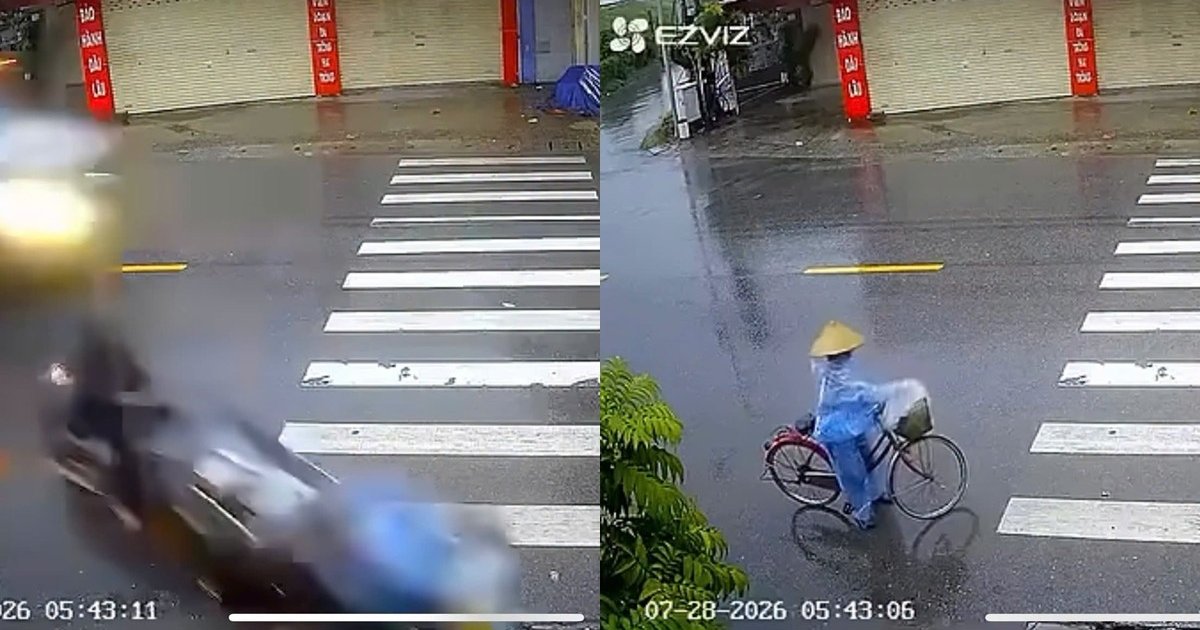 Người phụ nữ đi xe đạp bị xe máy tự chế húc văng, camera ghi lại hành động vô cảm của nam tài xế