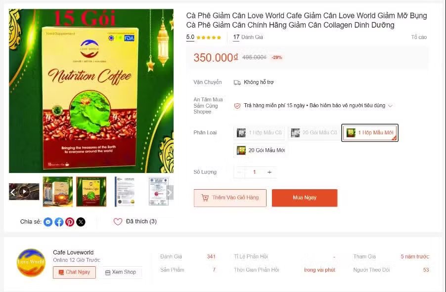 Bộ Y tế đề nghị xác minh loại cà phê giảm cân nghi có dấu hiệu vi phạm